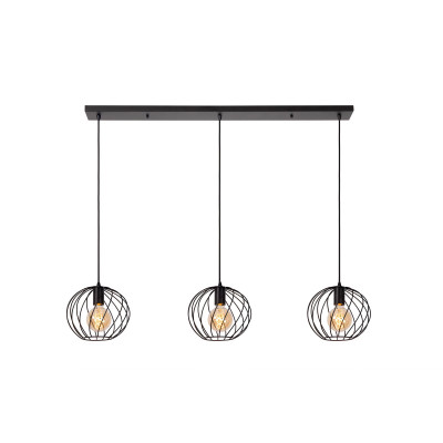 Lucide Danza Lampada a sospensione in metallo con tre diffusori lineari dal design moderno Colore: Nero