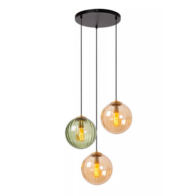 Lucide - Monsaraz - Lampada a sospensione in metallo dal design moderno con 3 diffusori in vetro - 3 Lampadine E27 40W - IP20 - SKU: 45493/03/33