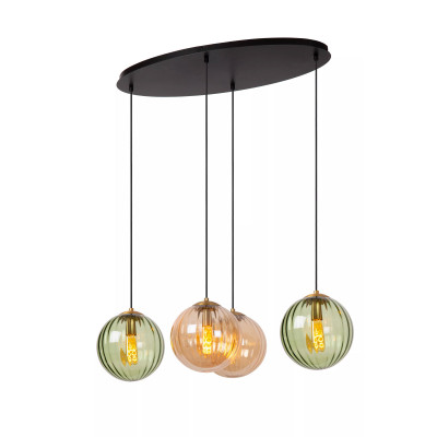 Lucide - Monsaraz - Lampada a sospensione in metallo dal design moderno con 4 diffusori in vetro - 4 Lampadine E27 40W - IP20 - SKU: 45493/04/33