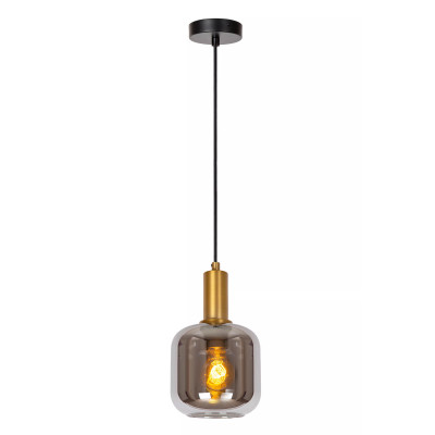 Lucide - Joanet - Lampada a sospensione in metallo dal design moderno con diffusore in vetro - Colore: Grigio Fumè - 1 Lampadina E27 40W - IP20 - SKU: 45494/16/65