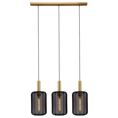 Lucide - Corina - Lampada a sospensione lineare con 3 diffusori pendenti con diffusore in tessuto - 3 Lampadine E27 60W - IP20 - SKU: 03447/03/