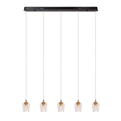 Lucide - Berliane - Lampada a sospensione lineare con 5 diffusori LED dimemrabili - Colore: Trasparente - 5 Lampadine Led Integrato 4W - Lumen 200x5 - Gradi Kelvin 2700k Luce Calda - IP20 - SKU: 00430/20/60