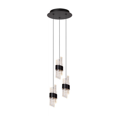 Lucide - Kligande - Lampada a sospensione moderna a LED con tre diffusori in acrilico - Colore: Nero - 3 Lampadine - Led Integrato - 8W - Lumen 600 - Gradi Kelvin 2700k Luce Calda - IP20 - SKU: 13496/21/30