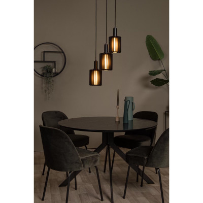 Lucide Lambre Lampadario rotonodo moderno con 3 diffusori pendenti in alluminio Colore: Nero