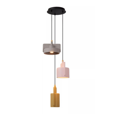 Lucide - Ninja - Lampada a sospensione moderna con 3 pendenti in cemento - Colore: Multicolore - 3 Lampadine E27 100W - IP20 - SKU: 44415/03/99