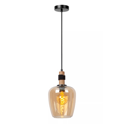 Lucide - Ilona - Lampada a sospensione moderna con diffusore grande pendente in vetro - Colore: Ambra - 1 Lampadina E27 40W - IP20 - SKU: 45408/22/62