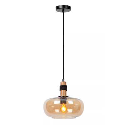 Lucide - Ilona - Lampada a sospensione moderna con diffusore pendente a boccia in vetro - Colore: Ambra - 1 Lampadina E27 40W - IP20 - SKU: 45408/30/62
