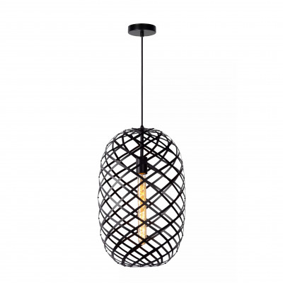Lucide Wolfram Lampada a sospensione moderna con diffusore pendente in metallo intrecciato Colore: Nero