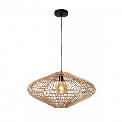 Lucide Magali Lampada a sospensione moderna con struttura in metallo e paralume in rotan Colore: Legno