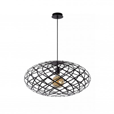 Lucide Wolfram Lampada a sospensione moderna diffusore pendente in metallo ovale intrecciato Colore: Nero