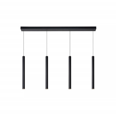 Lucide Lorenz Lampada a sospensione moderna in metallo e 4 diffusori lineari a LED dimmerabile Colore: Nero