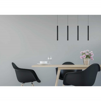 Lucide - Lorenz - Lampada a sospensione moderna in metallo e 4 diffusori lineari a LED dimmerabile - 4 Lampadine Led Integrato 4W - Lumen 100 x4 - Gradi Kelvin 3000k Luce Calda - 20 - SKU: 74403/04/