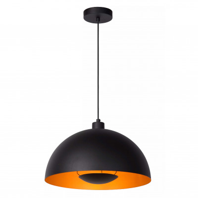 Lucide Siemon Lampada a sospensione regolabile in altezza con diffusore a campana in acciaio Colore: Nero