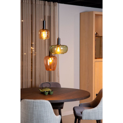 Lucide - Ilona - Lampada a sospensione rotonda con 3 diffusori in vetro dal design moderno - Colore: Multicolore - 3 Lampadine E27 60W - IP20 - SKU: 45408/13/99