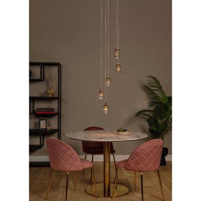 Lucide Berliane Lampadario rotondo a LED dimmerabile con 5 diffusori in vetro pendenti Colore: Trasparente