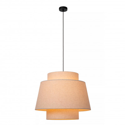 Lucide - Tribute - Lampada a sospensione rotonda con diffusore in tessuto dal design moderno - Colore: Nero - 1 Lampadina E27 40W - IP20 - SKU: 21435/60/38