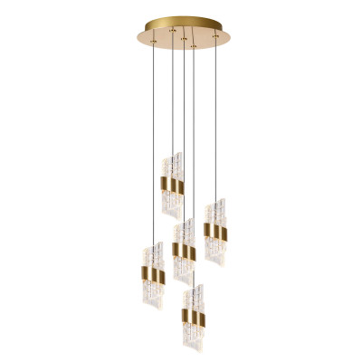 Lucide - Kligande - Lampada a sospensione rotonda moderna a LED con cinque diffusori in acrilico - 5 Lampadine Led Integrato 8W - Lumen 520 - Gradi Kelvin 2700k Luce Calda - IP20 - SKU: 13496/36/