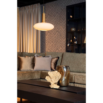 Lucide - Singala - Lampada a sospensione struttura in metallo e diffusore in vetro opalino - Colore: Oro - 1 Lampadina E27 60W - IP20 - SKU: 25413/01/02