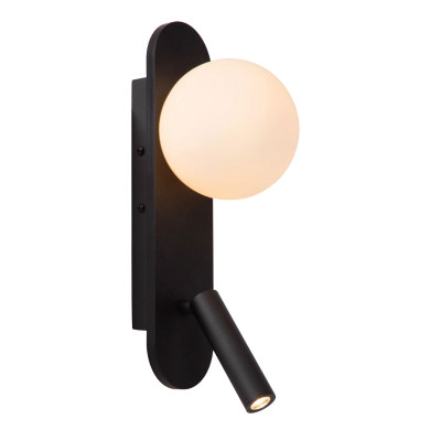Lucide - Kelly - Lampada da comodino con doppio diffusore a LED - Colore: Nero - 2 Lampadine Led Integrato 4W - Lumen 163 - Gradi Kelvin 3000k Luce Calda - IP20 - SKU: 77287/05/30