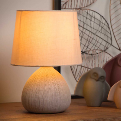 Lucide Ramzi Abatjour moderna con base in ceramica e paralume in cotone Colore: Marrone