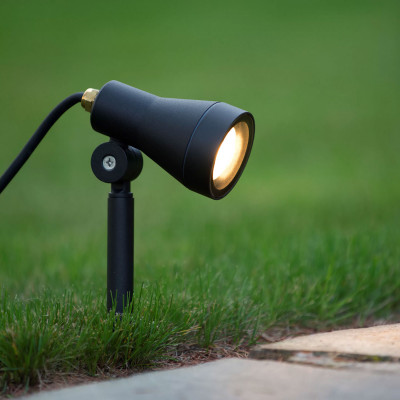 Lucide - Spike - Lampada da giardino da terra a LED dimmerabile con struttura in alluminio - Colore: Nero - 1 Lampadina GU10 5W - Lumen 320 - Gradi Kelvin 3000k Luce Calda - 54 - SKU: 27882/05/30
