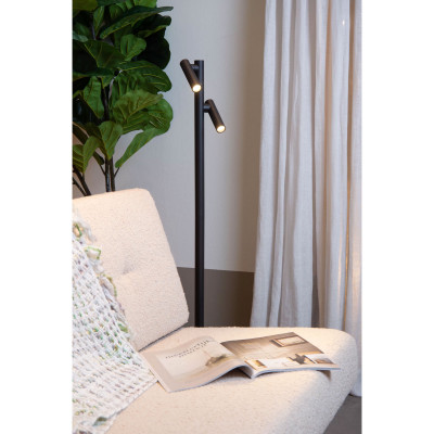 Lucide - Antrim - Lampada da lettura da terra ricaricabile in metallo 2 diffusori LED dimmerabili - 2 Lampadine Led Integrato 2W - Lumen 256 - Gradi Kelvin 2700k Luce Calda - IP54 - SKU: 27703/04/