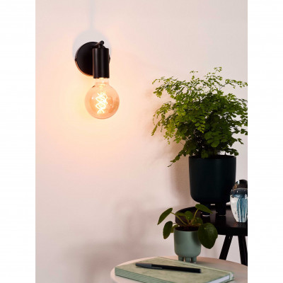Lucide - Leanne - Lampada da parete con struttura in metallo dal design moderno e minimalista - Colore: Nero - 1 Lampadina E27 40W - 20 - SKU: 21221/01/30