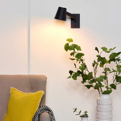 Lucide - Mizuko - Lampada da parete con struttura in metallo dalle linee moderne - Colore: Nero - 1 Lampadina E14 40W - 20 - SKU: 20210/01/30