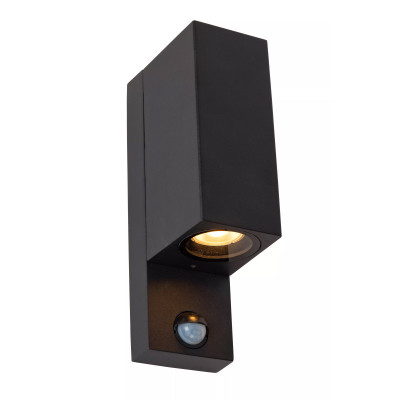Lucide - Zaro - Lampada da parete grande da esterno con sensore di movimento - Colore: Nero - 2 Lampadine GU10 7W - IP65 - SKU: 69802/02/30