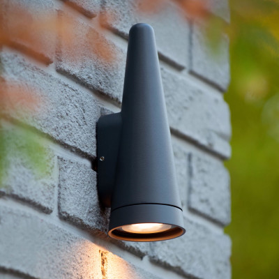 Lucide - Wizard - Lampada da parete in alluminio da esterno dal design moderno ed elegante - Colore: Antracite - 1 Lampadina GU10 35W - IP54 - SKU: 27803/01/29