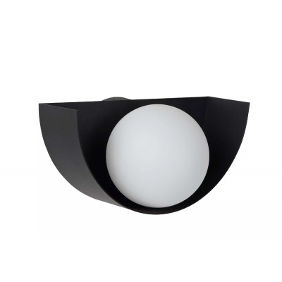 Lucide - Benni - Lampada da parete struttura a mezzaluna in acciaio e diffusore in vetro - Colore: Nero - 1 Lampadina - G9 - 28W - IP20 - SKU: 45201/01/30