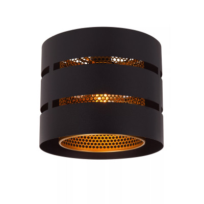 Lucide - Rosas - Lampada da soffitto con struttura e diffusore in metallo dal design moderno - Colore: Nero/Oro - 1 Lampadina E27 60W - IP20 - SKU: 21133/01/30