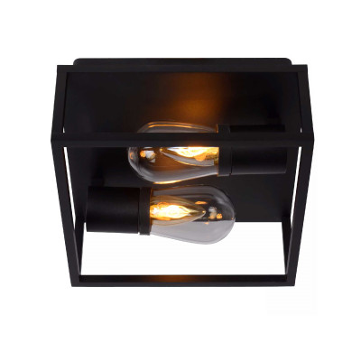 Lucide - Carlyn - Lampada da soffitto con struttura in alluminio moderna con doppia lampadina - Colore: Nero - 2 Lampadine - E14 - 6W - 54 - SKU: 27100/02/30