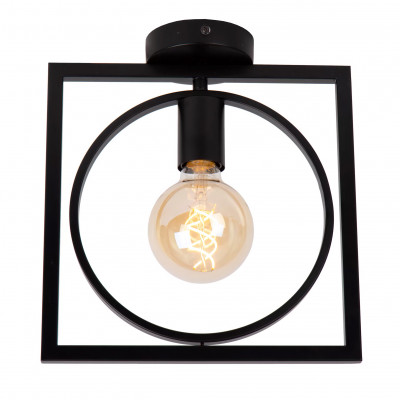 Lucide - Suus - Lampada da soffitto con struttura in metallo dal design moderno ed elegante - Colore: Nero - 1 Lampadina E27 40W - IP20 - SKU: 00127/01/30