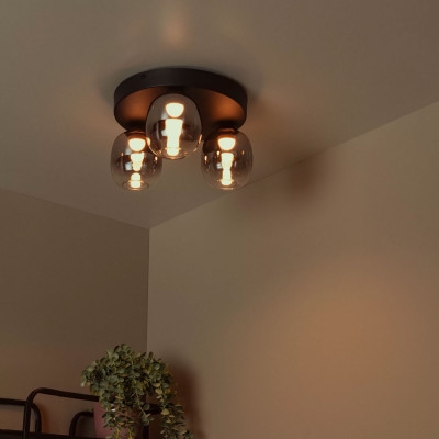 Lucide - Tamino - Lampada da soffitto con tre LED dimmerabili dal design moderno - Colore: Nero - 3 Lampadine Led Integrato 6W - Lumen 500 - Gradi Kelvin 3000k Luce Calda - IP20 - SKU: 74119/15/30