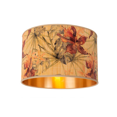 Lucide - Tanselle - Lampada da soffitto dal design moderno struttura in metallo e paralume in bambù - Colore: Oro - 1 Lampadina E27 60W - IP20 - SKU: 10115/01/99