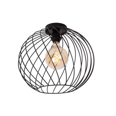 Lucide - Danza - Lampada da soffitto grande con diffusore in metallo dal design moderno - Colore: Nero - 1 Lampadina - E27 - 40W - IP20 - SKU: 21128/40/30