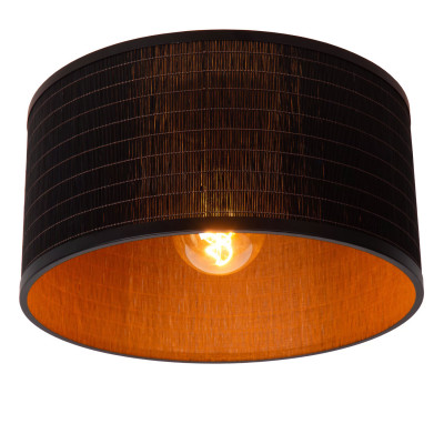 Lucide - Tagalog - Lampada da soffitto moderna struttura in metallo e diffusore in rattan - Colore: Nero - 1 Lampadina E27 40W - IP20 - SKU: 21129/40/30