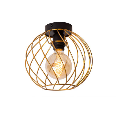 Lucide - Danza - Lampada da soffitto piccola con diffusore in metallo dal design moderno - Colore: Ottone - 1 Lampadina - E27 - 40W - IP20 - SKU: 21128/25/02