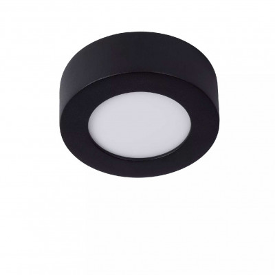 Lucide - Brice LED - Lampada da soffitto piccola rotonda in alluminio con diffusore a led dimmerabile - Colore: Nero - 1 Lampadina - Led Integrato - 8W - Lumen 500 - Gradi Kelvin 3000k Luce Calda - 44 - SKU: 28116/11/30