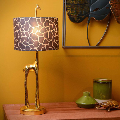 Lucide - Extravaganza Miss Tall - Lampada da tavolo con base a forma di giraffa in PVC e paralume in cotone - Colore: Oro - 1 Lampadina E27 60W - 20 - SKU: 10506/81/02 