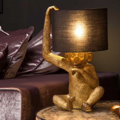  Lucide - Extravaganza Chimp - Lampada da tavolo con base a forma di scimmietta in PVC dal design moderno - Colore: Oro - 1 Lampadina E14 40W - IP20 - SKU: 10502/81/30 