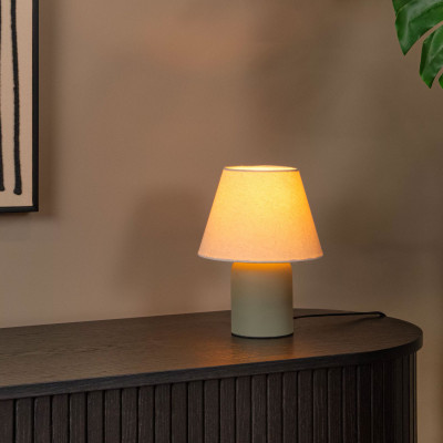  Lucide - Macia - Lampada da tavolo con base in ceramica e diffusore in lino - 1 Lampadina E14 40W - IP20 - SKU: 06527/01/ 