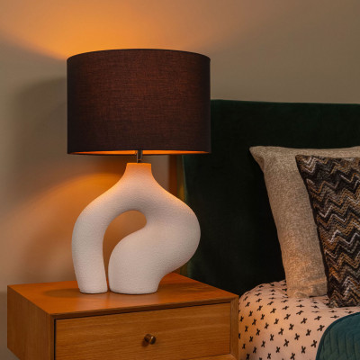  Lucide - Forma - Lampada da tavolo con base in ceramica e paralume in tessuto - Colore: Bianco - 1 Lampadina E27 60W - IP20 - SKU: 34551/81/31 