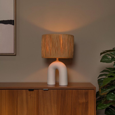  Lucide - Ronda - Lampada da tavolo con base in porcellana e diffusore in tessuto - Colore: Bianco - 1 Lampadina E27 40W - IP20 - SKU: 13553/44/31 