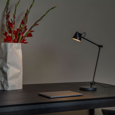  Lucide - Milne - Lampada da tavolo con diffusore a LED dimmerabile - Colore: Nero - 1 Lampadina Led Integrato 8W - Lumen 250 - Gradi Kelvin 2700k Luce Calda - IP20 - SKU: 44616/06/30 