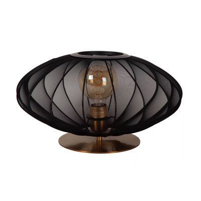 Lucide - Corina - Lampada da tavolo con diffusore in tessuto rotondo dal design moderno - Colore: Nero - 1 Lampadina - E27 - 60W - IP20 - SKU: 03547/40/30