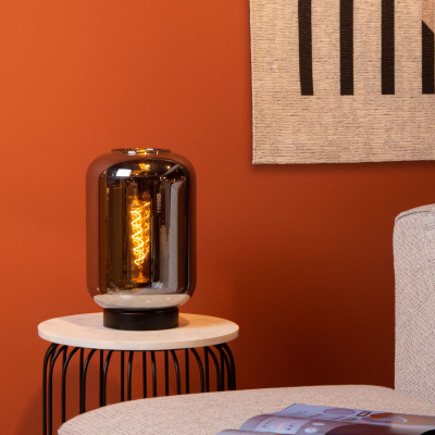  Lucide - Joanet - Lampada da tavolo con diffusore in vetro dal design moderno ed elegante - Colore: Grigio Fumè - 1 Lampadina E27 40W - IP20 - SKU: 45594/01/65 