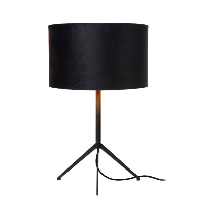 Lucide - Tondo - Lampada da tavolo con struttura in metallo e diffusore con paralume in lino - Colore: Nero - 1 Lampadina - E27 - 60W - IP20 - SKU: 45590/81/30
