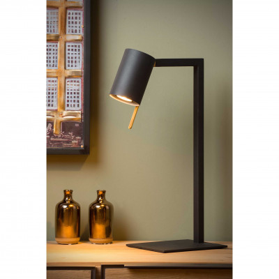  Lucide - Lesley - Lampada da tavolo dal design moderno struttura in metallo diffusore orientabile - Colore: Nero - 1 Lampadina GU10 35W - IP20 - SKU: 03525/01/30 